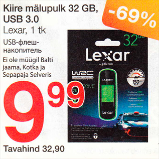 Allahindlus - Kiire mälupulk 32 GB, USB 3.0