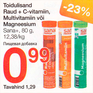 Allahindlus - Toidulicand raud + C-vitamiin, Multivitamiin või Magneesium