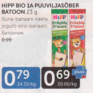 Allahindlus - HIPP BIO 1A PUUVILJASÕBER BATOON 23 G