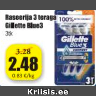 Allahindlus - Raseerija 3 teraga Gillette Blue3, 3 tk