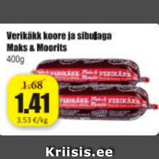 Allahindlus - Verikäkk koore ja sibulaga Maks & Moorits 400 g