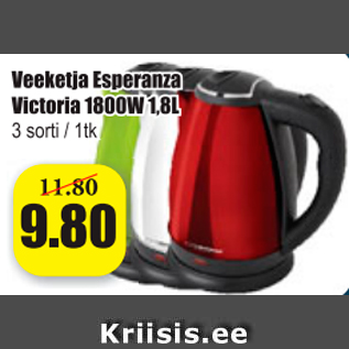 Allahindlus - Veeketja Esperanza Victoria 1800W 1,8 l