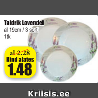 Allahindlus - Taldrik Lavender