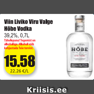 Allahindlus - Viin Liviko Viru Valge Hübe Vodka