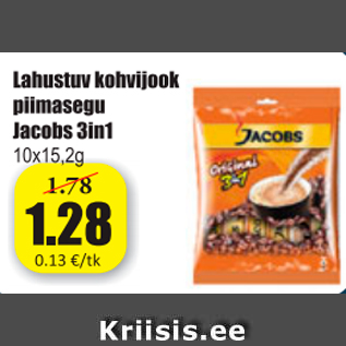 Allahindlus - Lahustuv kohvijook piimasegu Jacobs 3in1