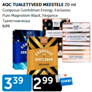 Allahindlus - AQC TUALETTVEED MEESTELE 20 ml