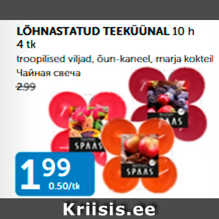 Allahindlus - LÕHNASTATUD TEEKÜÜNAL 10 h, 4 tk