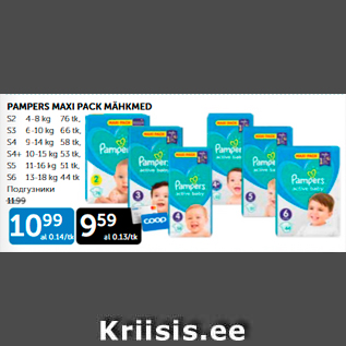 Allahindlus - PAMPERS MAXI PACK MÄHKMED