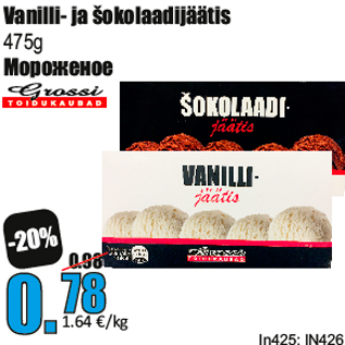 Allahindlus - Vanilli- ja šokolaadijäätis 475g