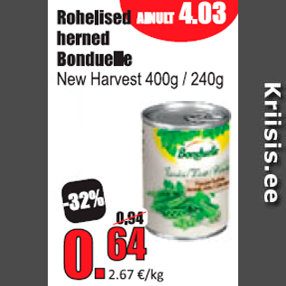 Allahindlus - Rohelised herned Bonduelle