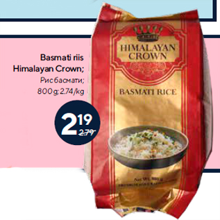 Allahindlus - Basmati riis Himalayan Crown; 800 g