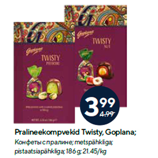 Allahindlus - Pralineekompvekid Twisty, Goplana;