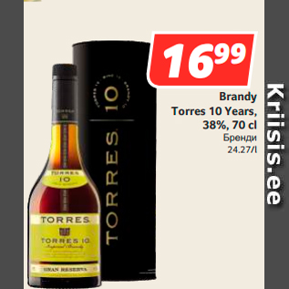 Allahindlus - Brandy Torres 10 Years, 38%, 70 cl