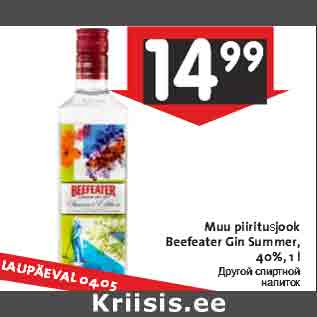 Allahindlus - Muu piiritusjook Beefeater Gin Summer, 40%, 1 l