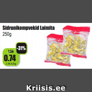 Скидка - Лимонные конфеты Laimita 250г