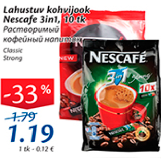 Allahindlus - Lahustuv kohvijook Nescafe 3in1, 10 tk