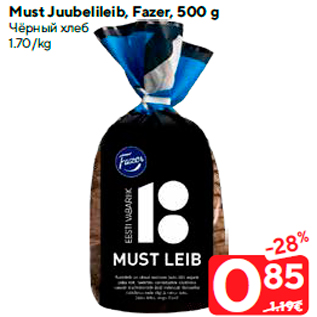Allahindlus - Must Juubelileib, Fazer, 500 g