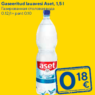 Allahindlus - Gaseeritud lauavesi Aset, 1,5 l