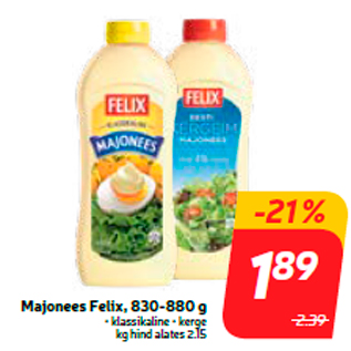 Скидка - Майонез Felix, 830-880 г
