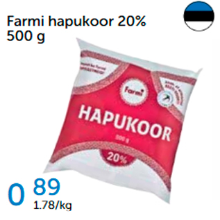 Allahindlus - Farmi hapukoor 20%, 500 g