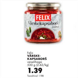 Allahindlus - Värskekapsaborš veiselihaga 530g