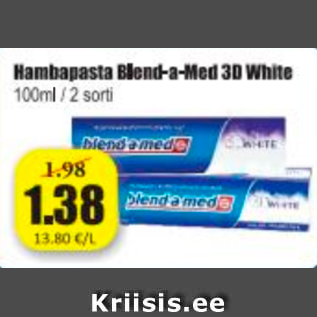 Allahindlus - Hambapasta Blend-a-Med 3D White