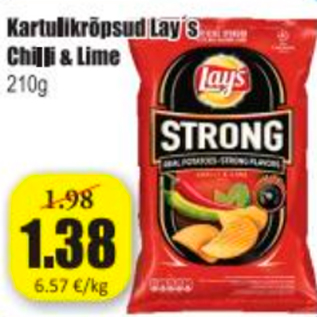 Скидка - Картофельные чипсы Lay´s Chilli & Lime 210 г