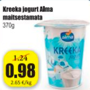 Allahindlus - Kreeka jogurt Alma maitsestamata 370 g