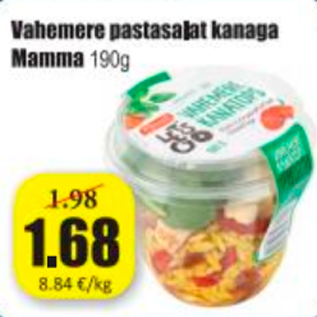 Скидка - Средиземноморский салат из макарон с курицей Mamma 190 г