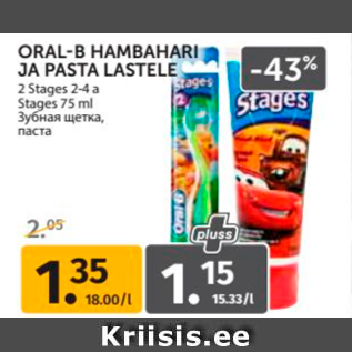 Allahindlus - ORAL-B HAMBAHARI JA PASTA LASTELE