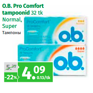 Allahindlus - O.B. Pro Comfort tampoonid