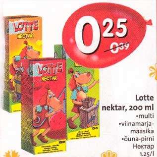Allahindlus - Lotte nektar .multi .viinamarjamaasika .õuna-pirni