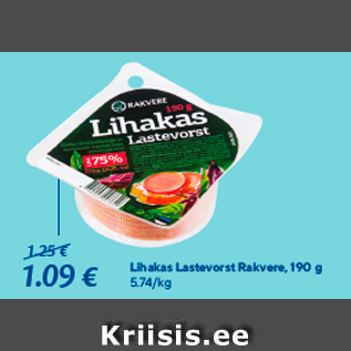 Allahindlus - Lihakas Lastevorst Rakvere, 190 g