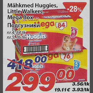 Allahindlus - Mähkmed Huggies Little Walkers, Mega Box