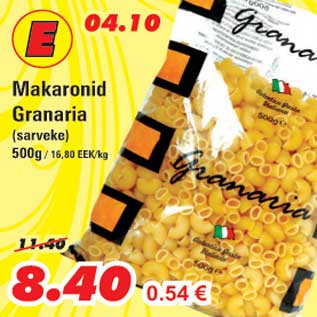 Allahindlus - Makaronid Granaria
