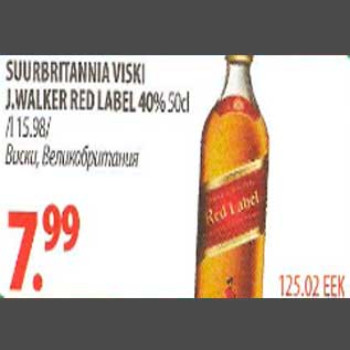 Allahindlus - Suurbritannia viski J.Walker Red Label