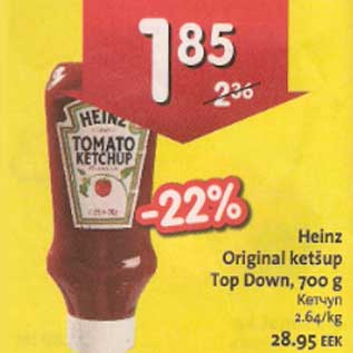 Allahindlus - Heinz Original ketšup Top Down