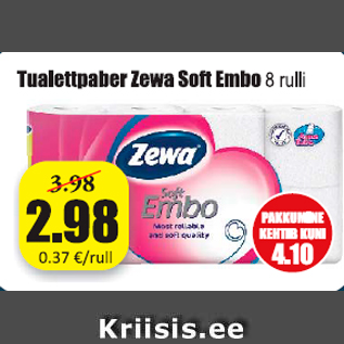 Скидка - Туалетная бумага Zewa Soft Embo