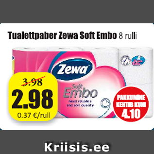 Allahindlus - Tualettpaber Zewa Soft Embo