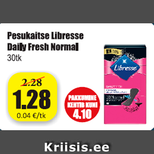 Allahindlus - Pesukaitse Libresse Daily Fresh Normal 30 tk