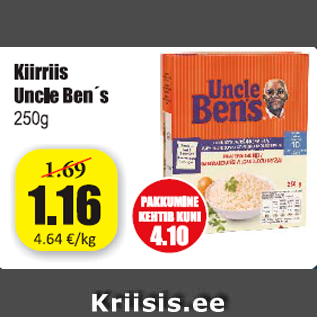 Allahindlus - Kiirriis Uncle Ben´s 250 g