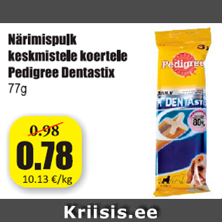 Allahindlus - Närimispulk keskmistele koertele Pedigree Dentastix 77 g