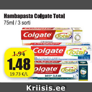 Allahindlus - Hambapasta Colgate Total