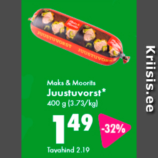 Allahindlus - Maks & Moorits Juustuvorst* 400 g