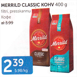 Allahindlus - MERRILD CLASSIC KOHV 400 G
