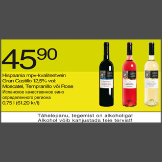 Скидка - Испанское качественное вино определённого региона