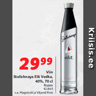 Allahindlus - Viin Stolichnaya Elit Vodka,