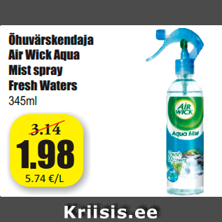 Allahindlus - Õhuvärskendaja Air Wick Aqua Mist spray Fresh Waters 345ml