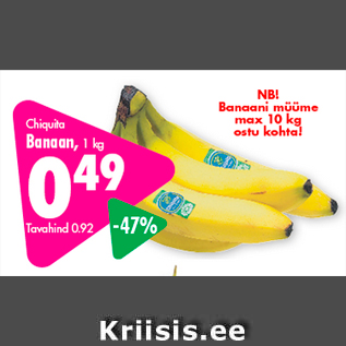 Allahindlus - Chiquita Banaan, 1 kg