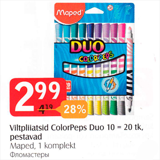 Allahindlus - Viltpliiatsid ColorPeps Duo 10=20 tl, pestavad